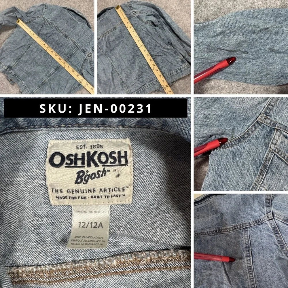OshKosh B'gosh Classic Denim Jacket 12/12A Blue Light Wash Cotton